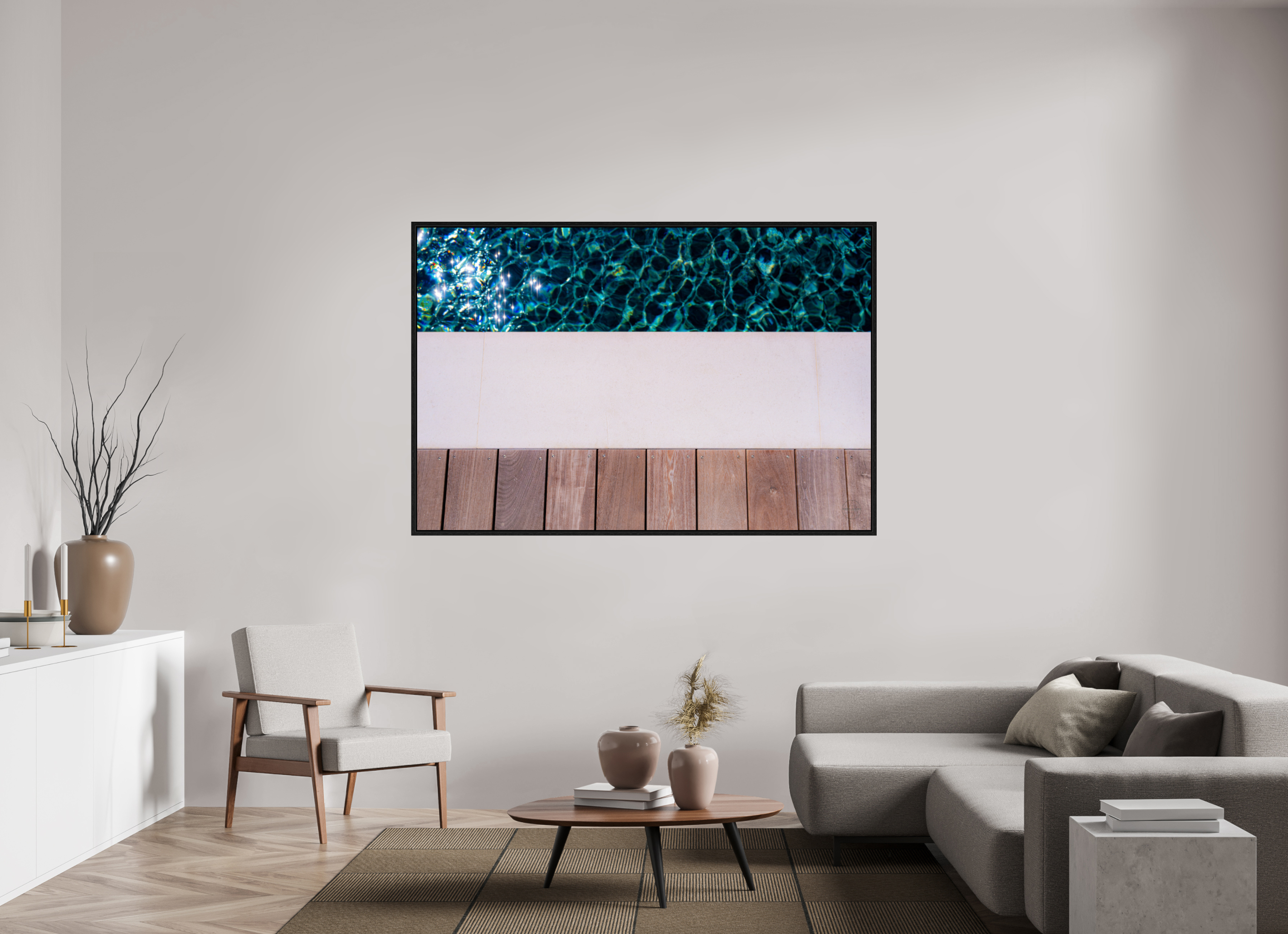 180 x 120 cm, Tirage couleur dans Caisse américaine noire Décoration murale – Ligne d’eau