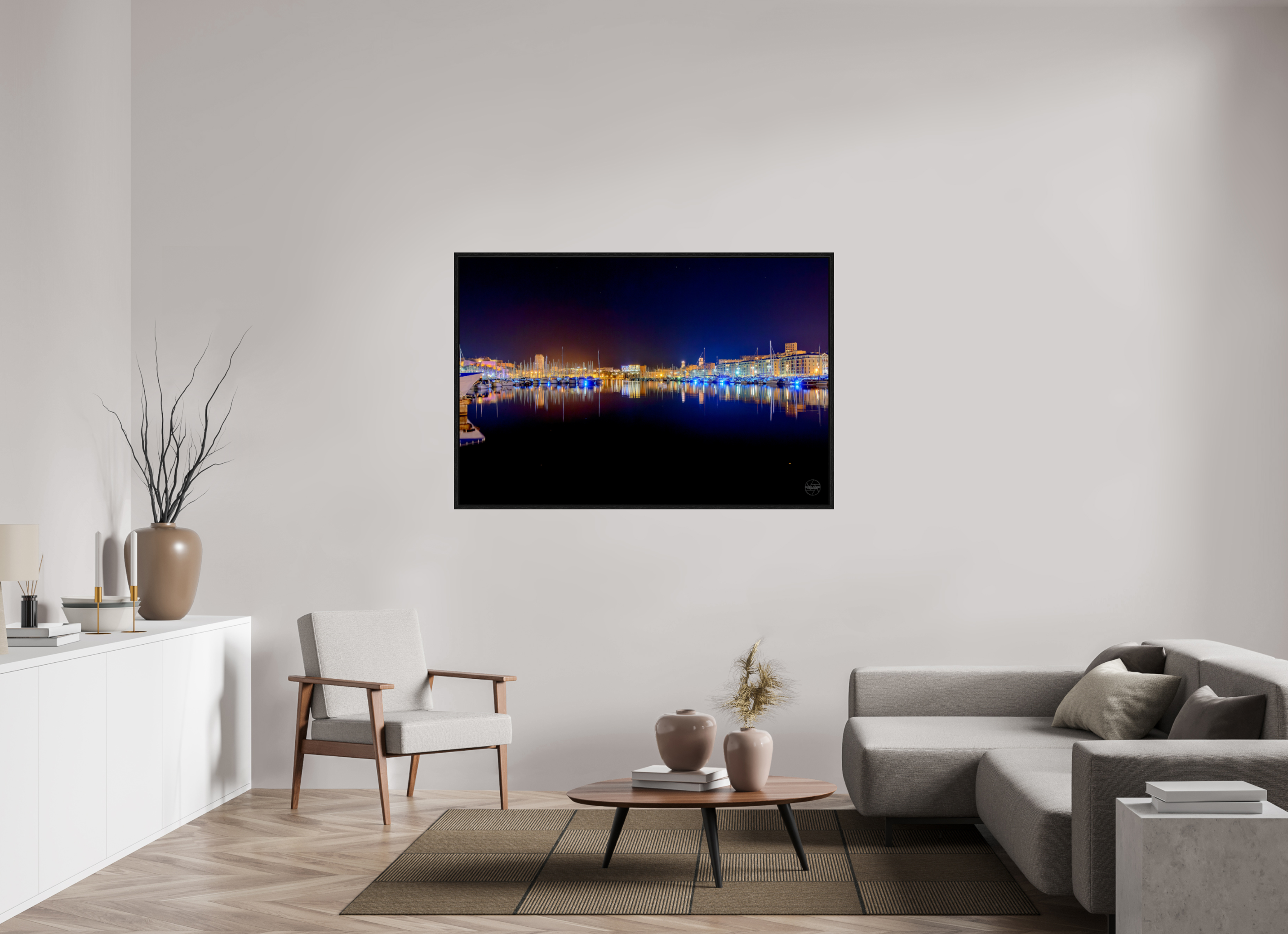 150 x 100 cm, Tirage dans caisse américaine Les lumières du Vieux-Port