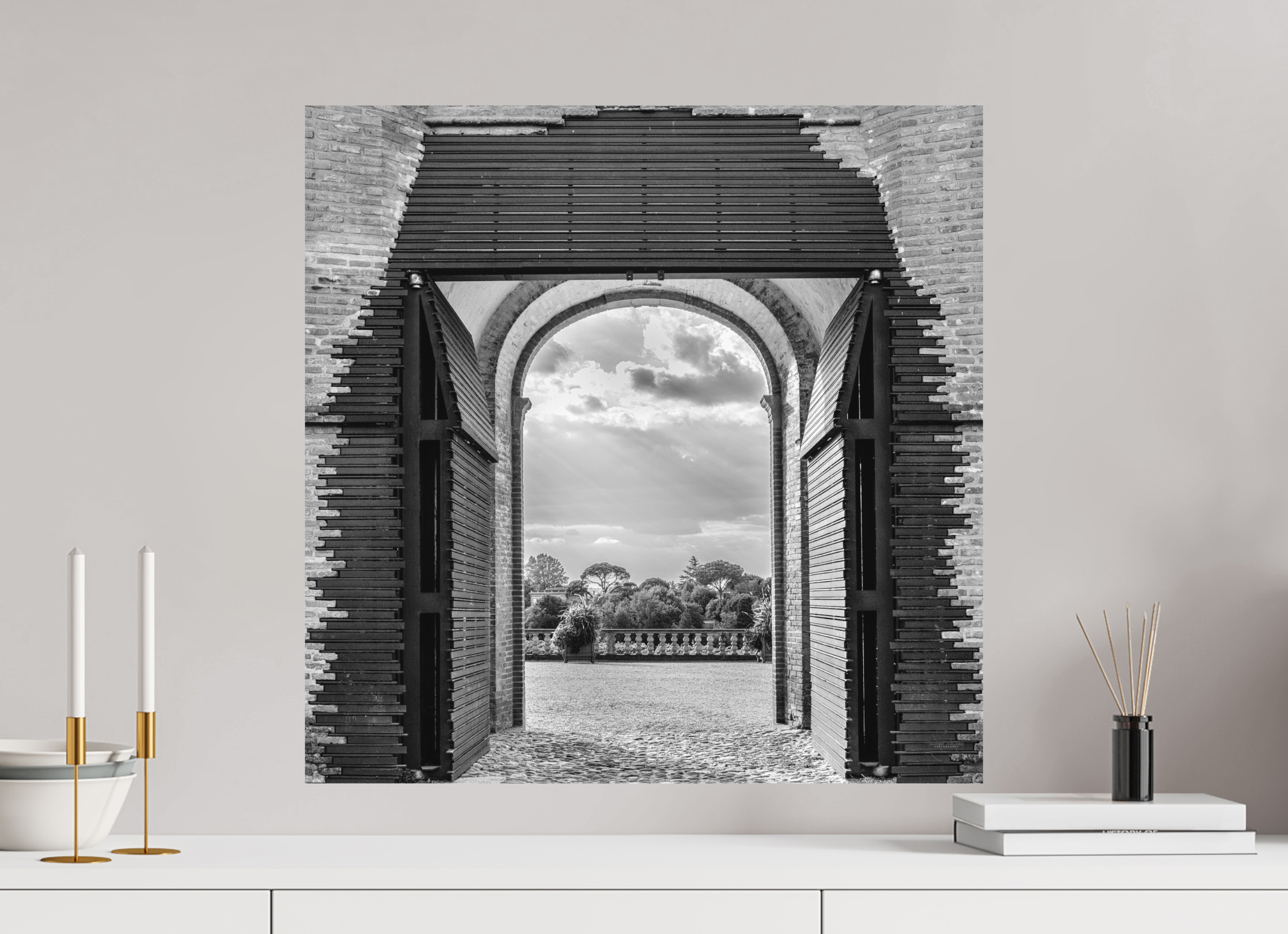60 x 60 cm, Tirage N&B mat seul Affiche artistique – La Montée des Canons
