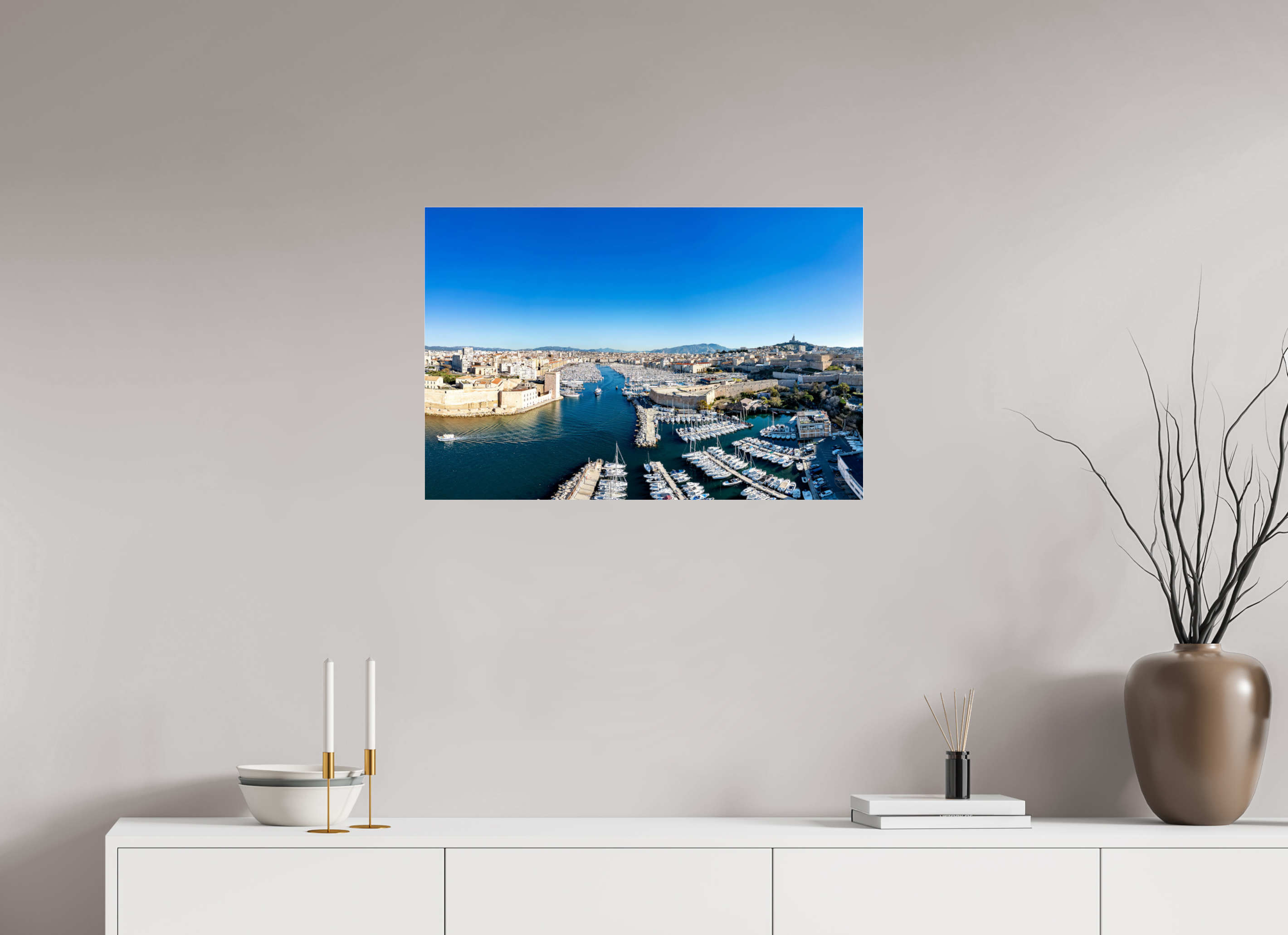 75 x 50 cm, Photo Print Under Acrylic Glass Entre ciel bleu et pierre blanche