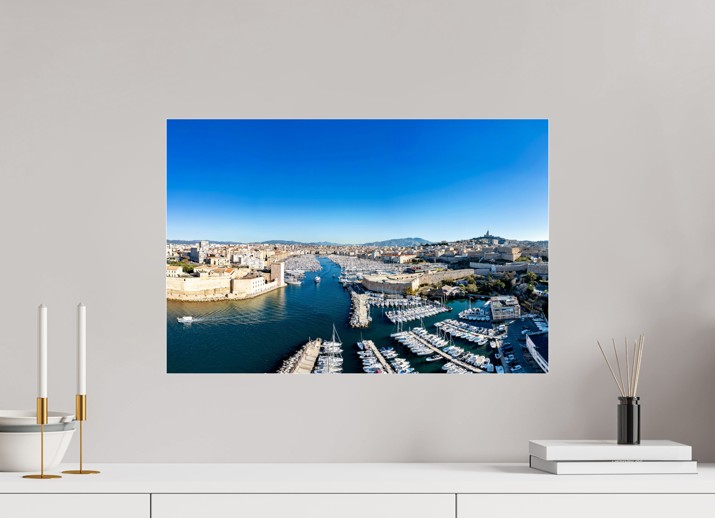 60 x 40 cm, Photo Print Under Acrylic Glass Entre ciel bleu et pierre blanche