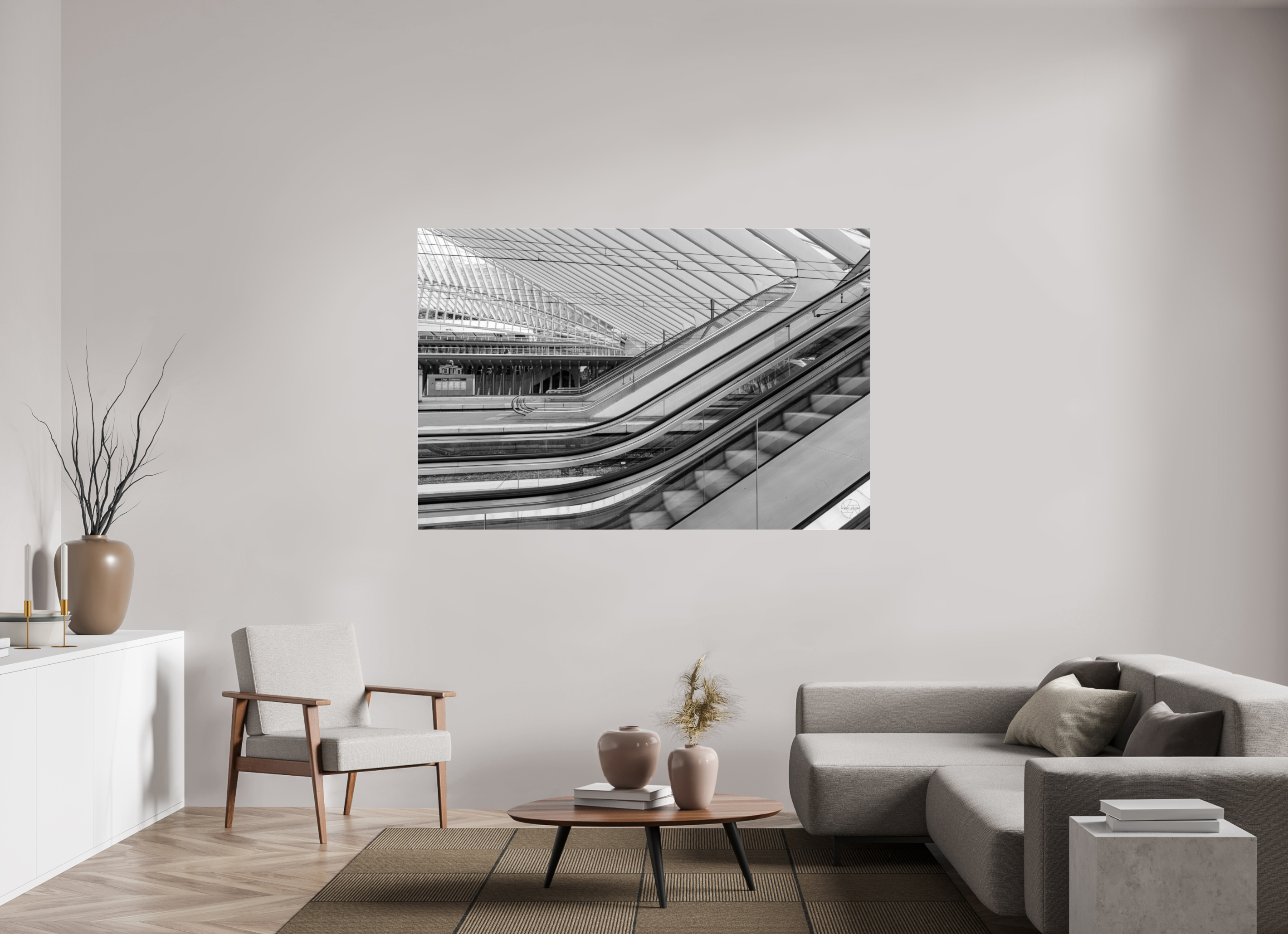 180 x 120 cm, Tirage N&B sous Plexi Photo architecture – Lignes en mouvement
