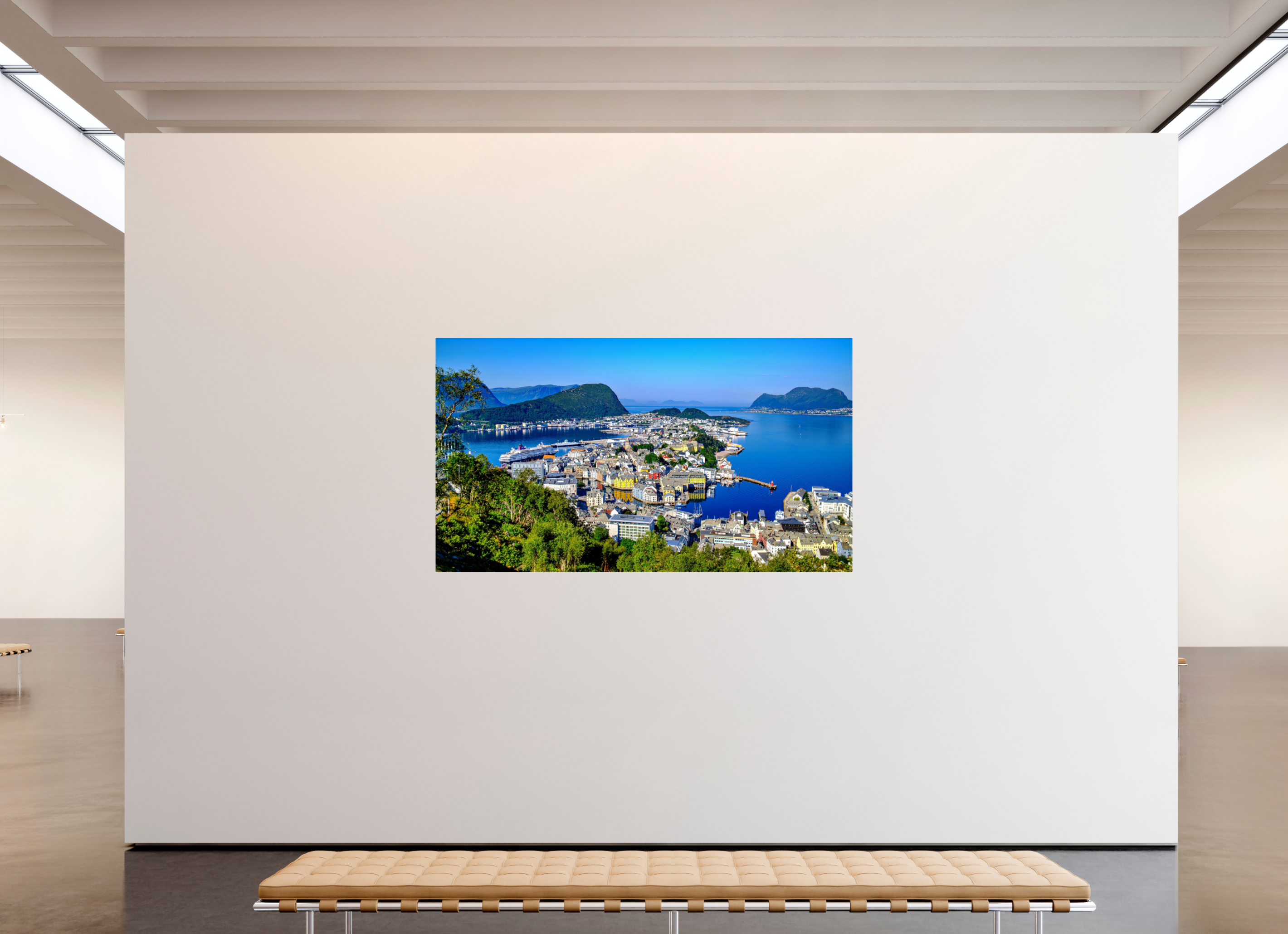 208 x 117 cm, Tirage couleur brillant seul Entre Fjords et Lumière | Poster Panoramique Paysage Nordique