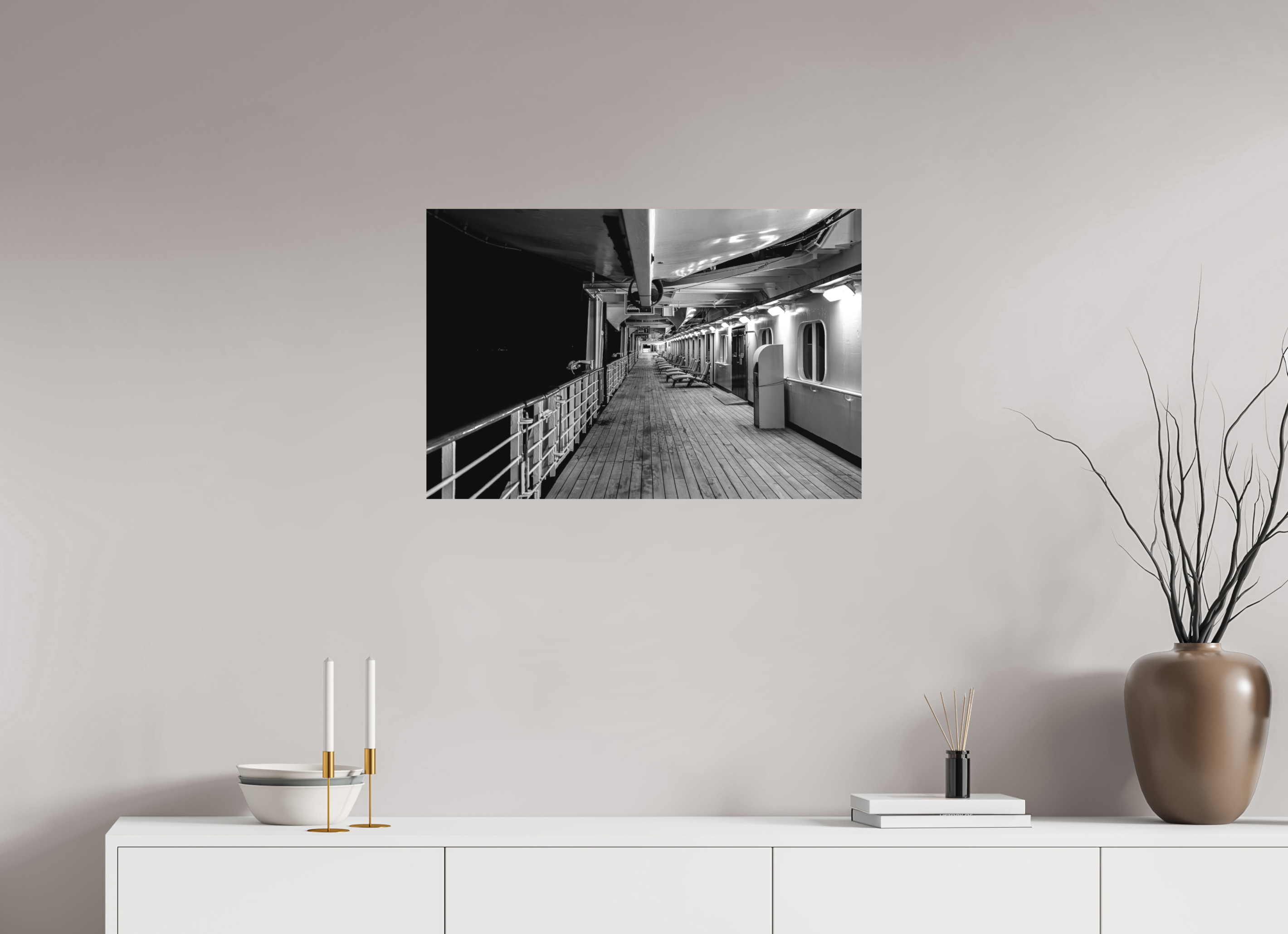 75 x 50 cm, Tirage N&B mat seul Pont 6 | Poster Noir et Blanc Voyage & Architecture Maritime