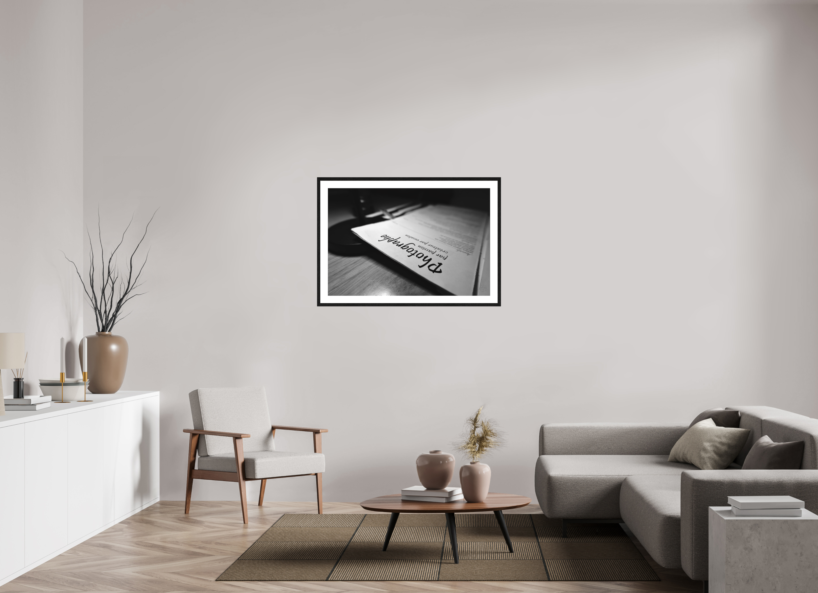 105 x 70 cm, Tirage N&B mat + Cadre noir avec passe-partout Photographe par passion, créateur par vocation | Poster Fine Art