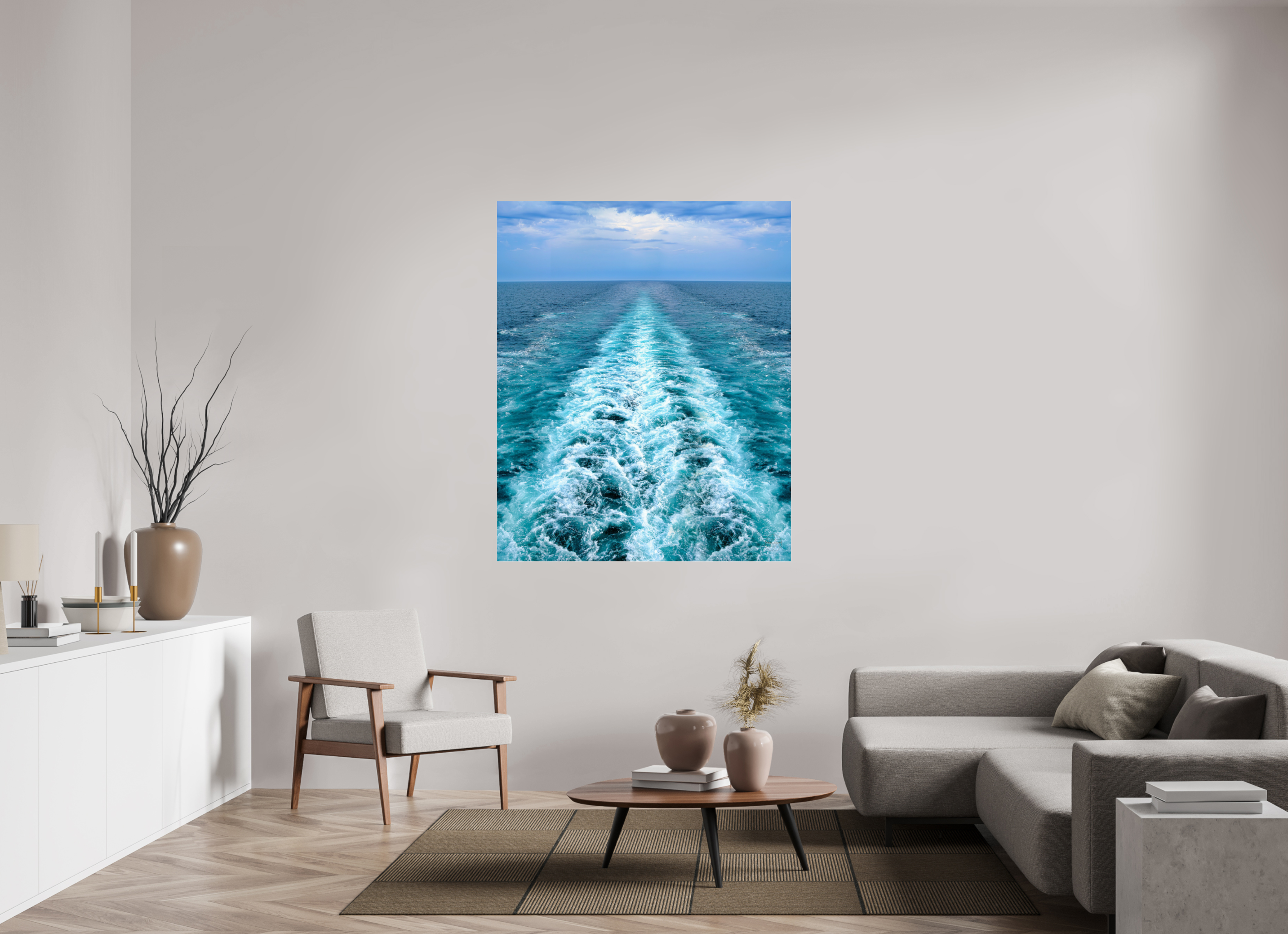 120 x 147,1 cm, Tirage couleur sous Plexi Ligne d'Écume | Poster Océan Contemporain & Horizon Infini
