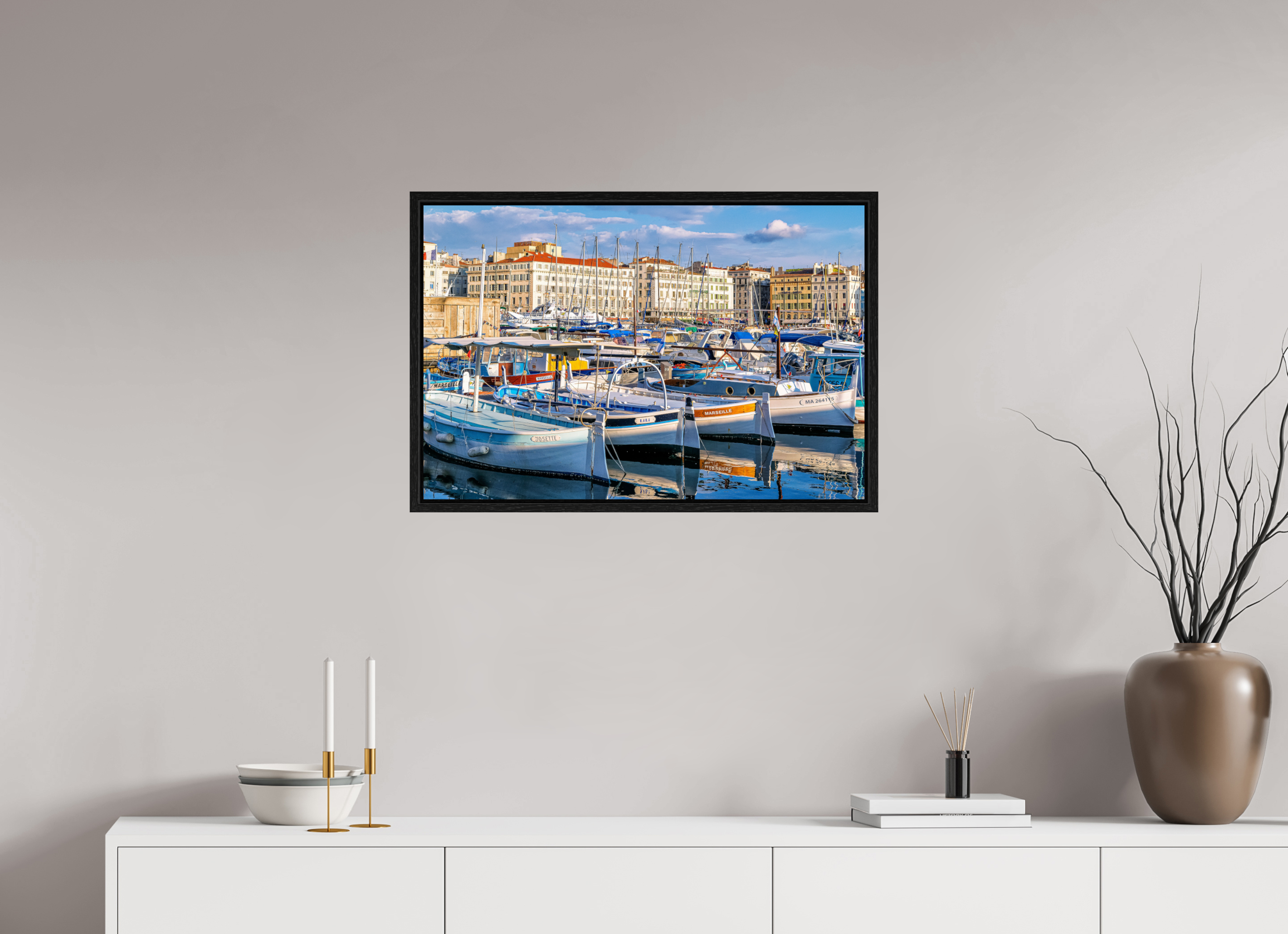 75 x 50 cm, Tirage couleur dans caisse américaine Barques et Vieux Port