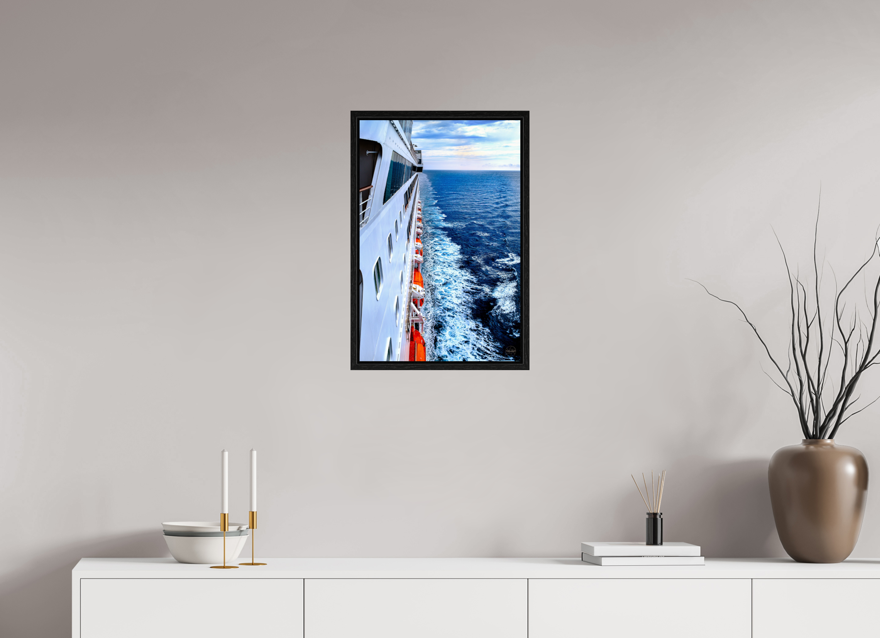 40 x 60 cm, Tirage couleur dans Caisse américaine noire Sillage Infini | Poster Océan & Voyage Contemporain