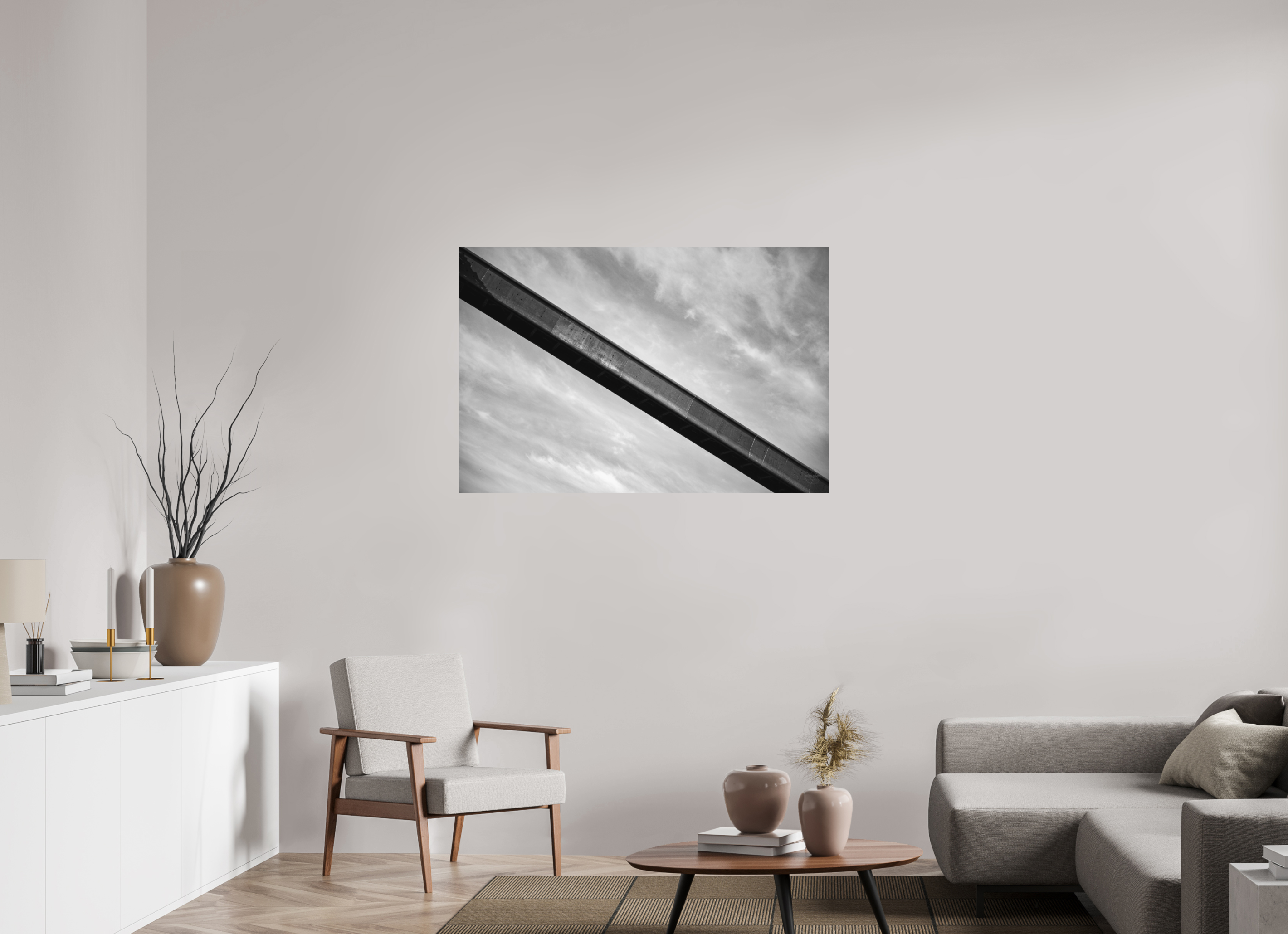 120 x 80 cm, Tirage N&B mat seul Poster - La passerelle