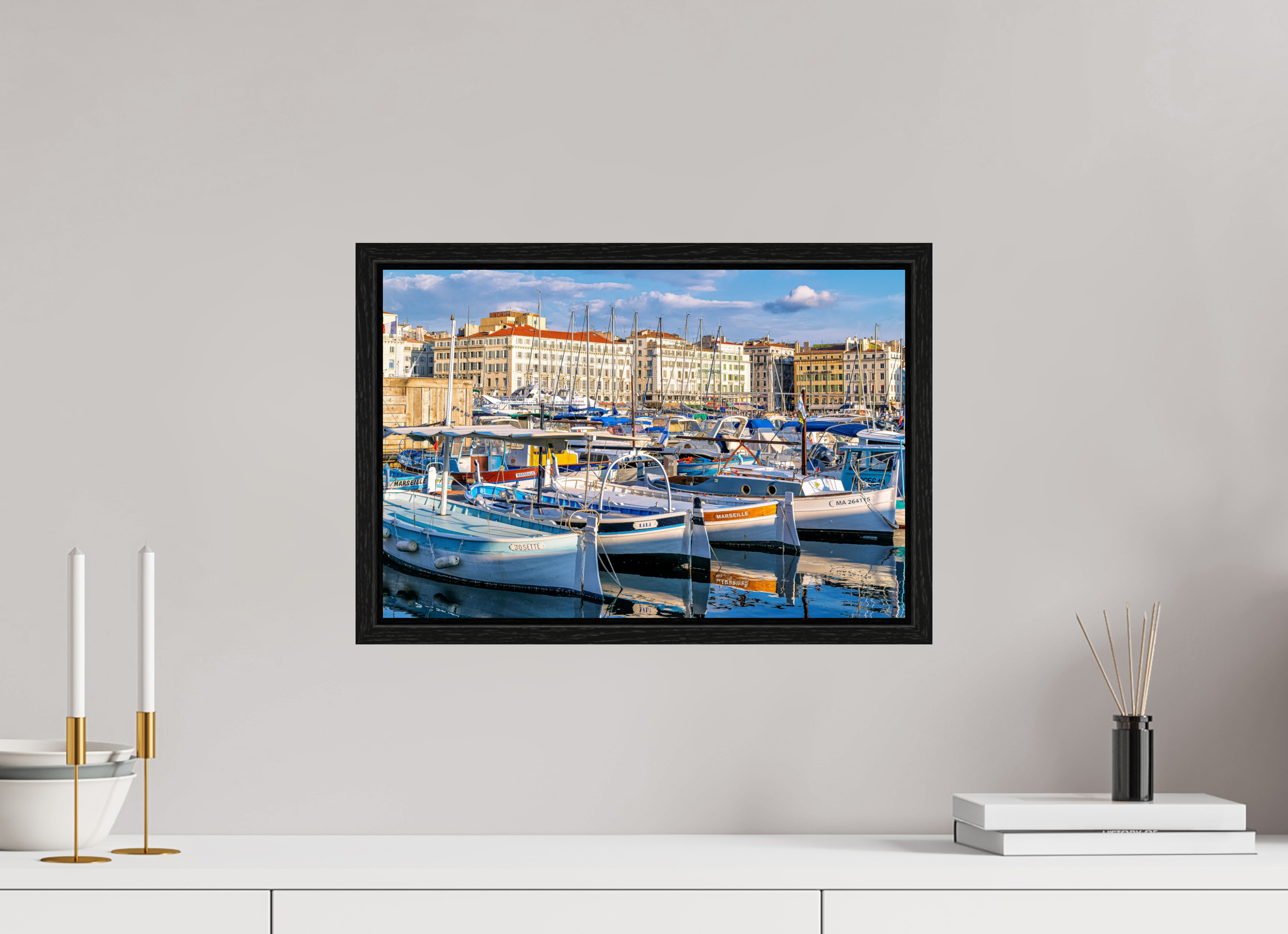 45 x 30 cm, Tirage couleur dans caisse américaine Barques et Vieux Port