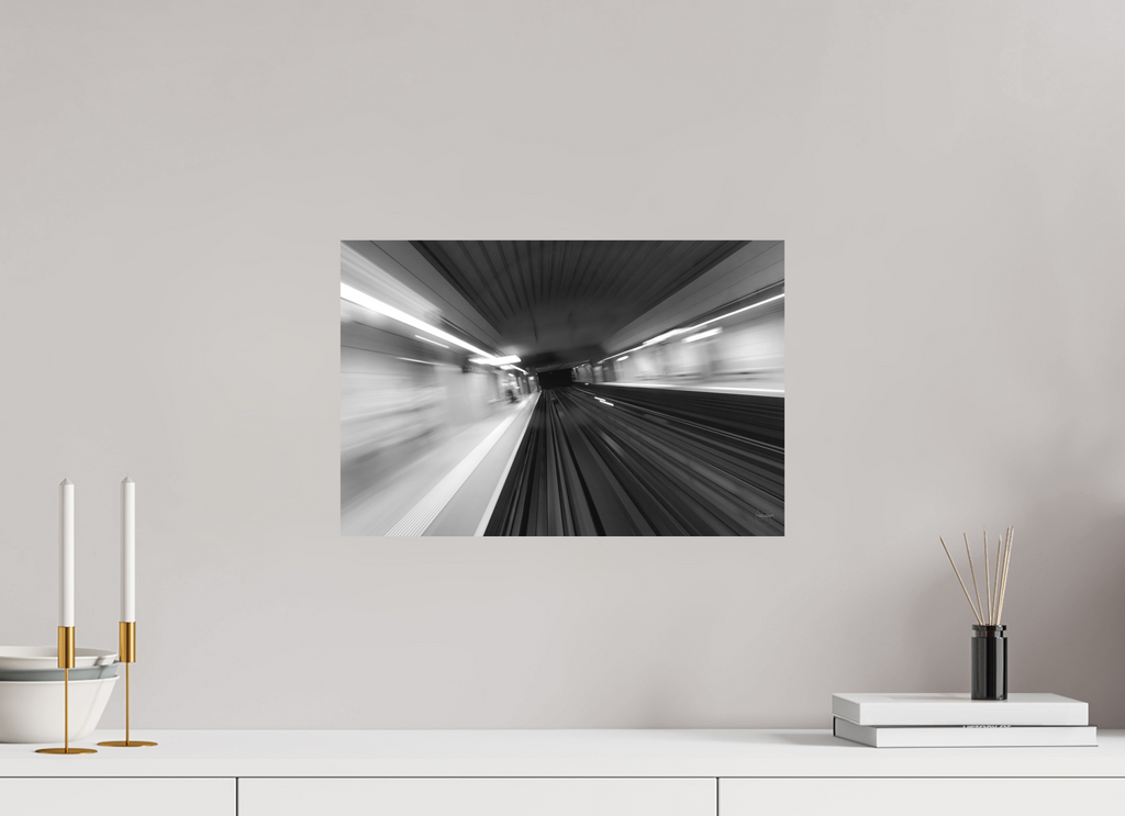 45 x 30 cm, Tirage N&B mat seul Vitesse Souterraine Poster Urbain Abstrait