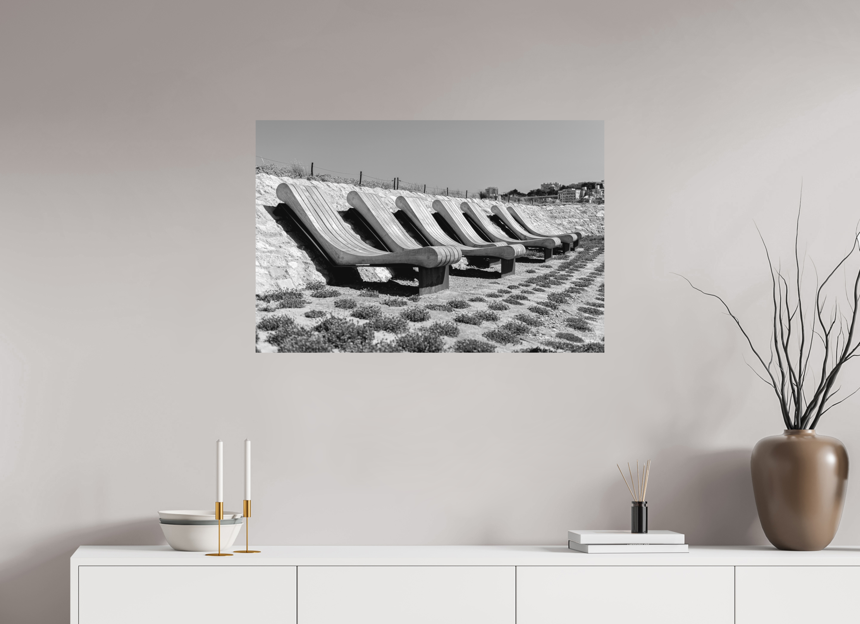 90 x 60 cm, Tirage N&B mat seul Les Veilleurs du Littoral