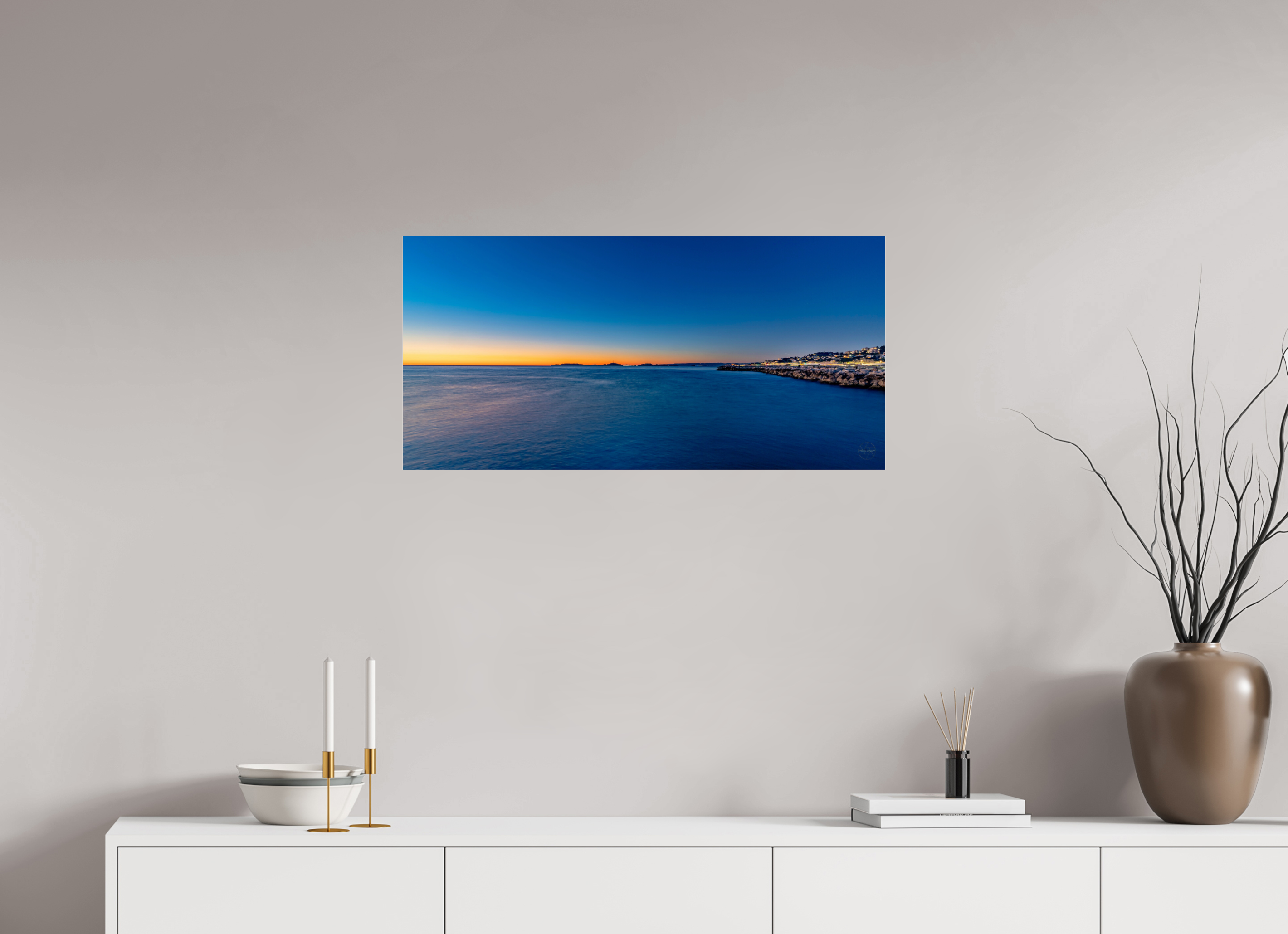 82,5 x 40 cm, Tirage couleur sous Plexi Bleu Infini