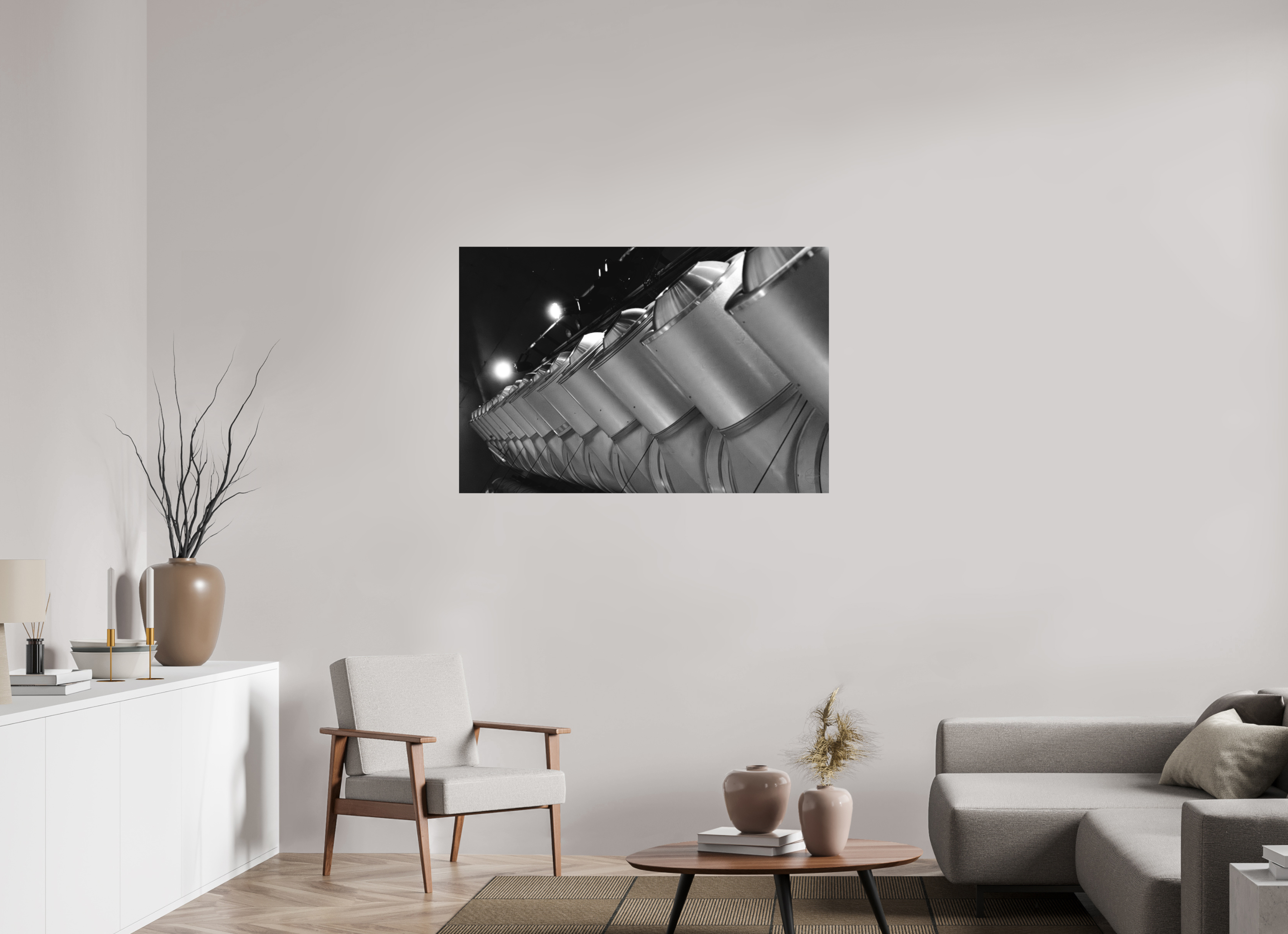120 x 80 cm, Tirage N&B mat seul Perspective Métallique