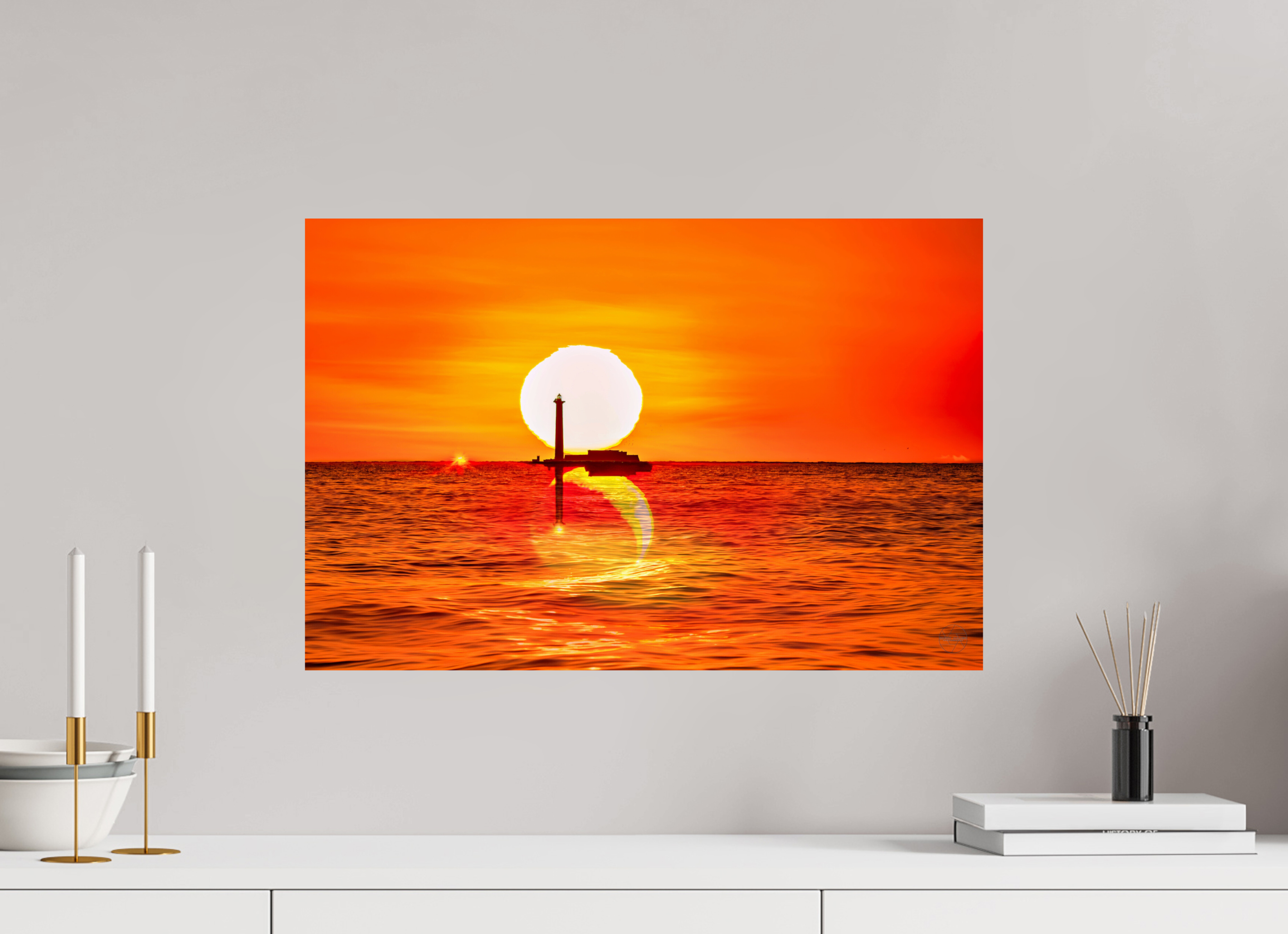 60 x 40 cm, Tirage couleur brillant seul Poster artistique – Quand le Soleil se couche avec la Lune