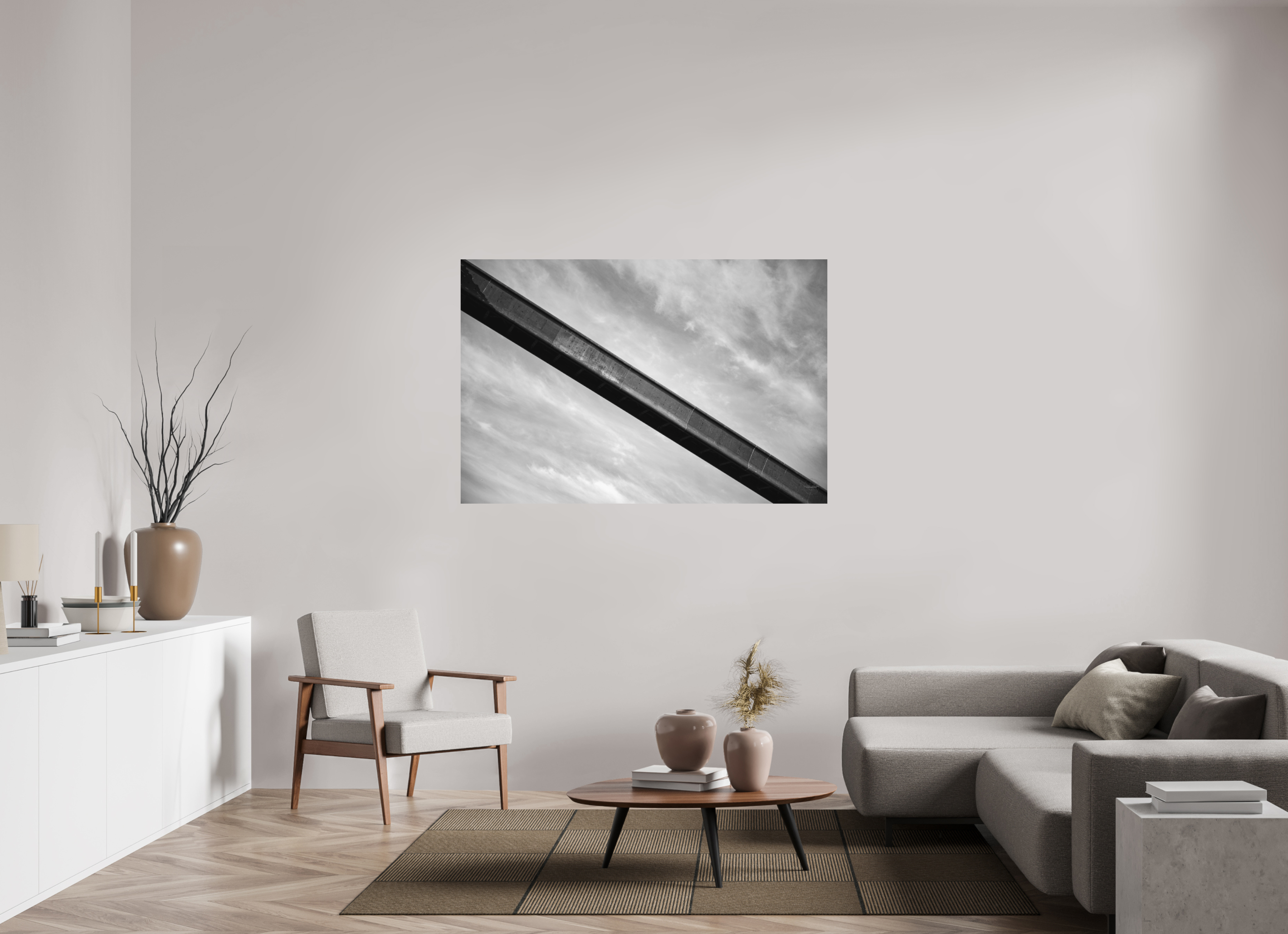 150 x 100 cm, Tirage N&B mat seul Poster - La passerelle