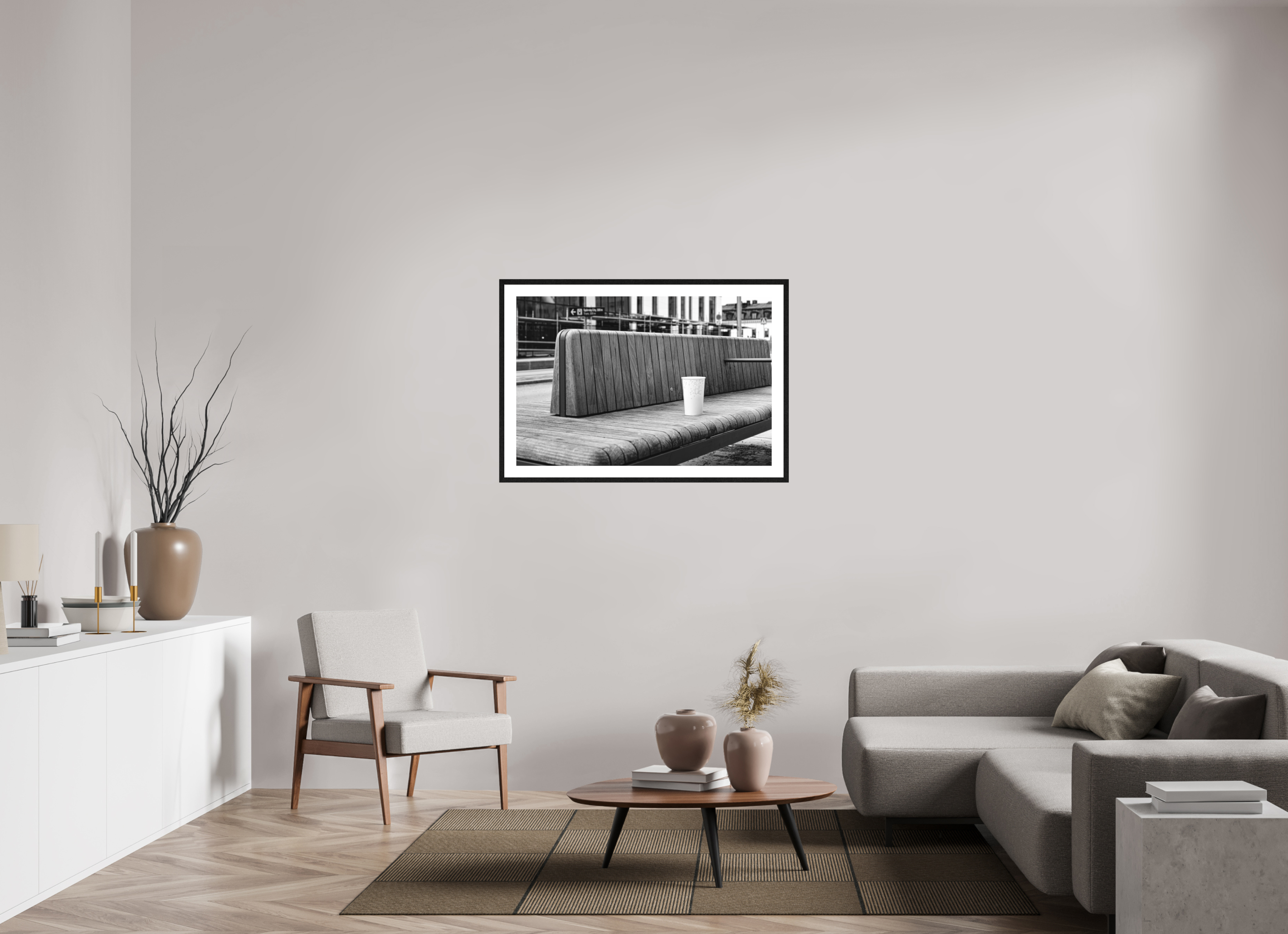 105 x 70 cm, Tirage N&B mat + Cadre noir avec passe-partout Décoration murale contemporaine - L’Oubli