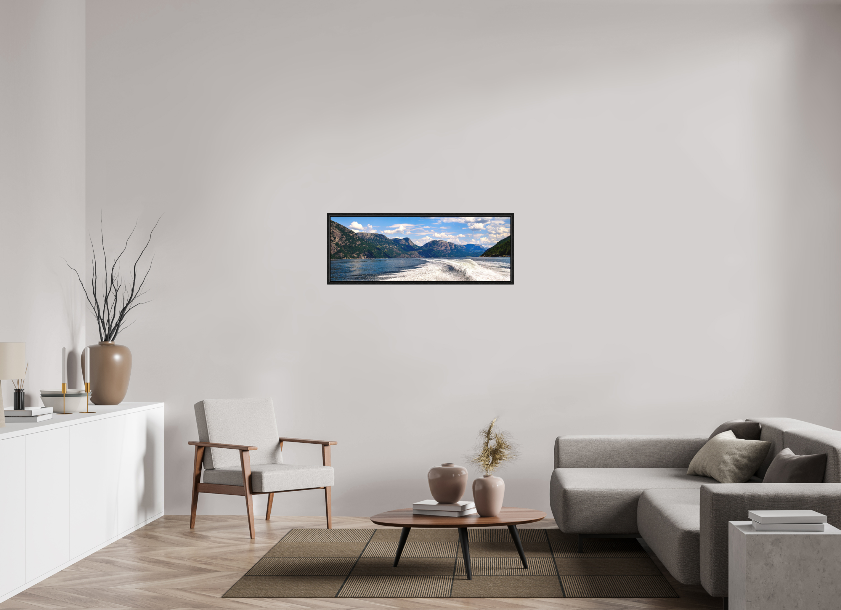 112 x 40 cm, Tirage grand format dans caisse américaine Sillage des Fjords | Poster Panoramique Nature & Voyage