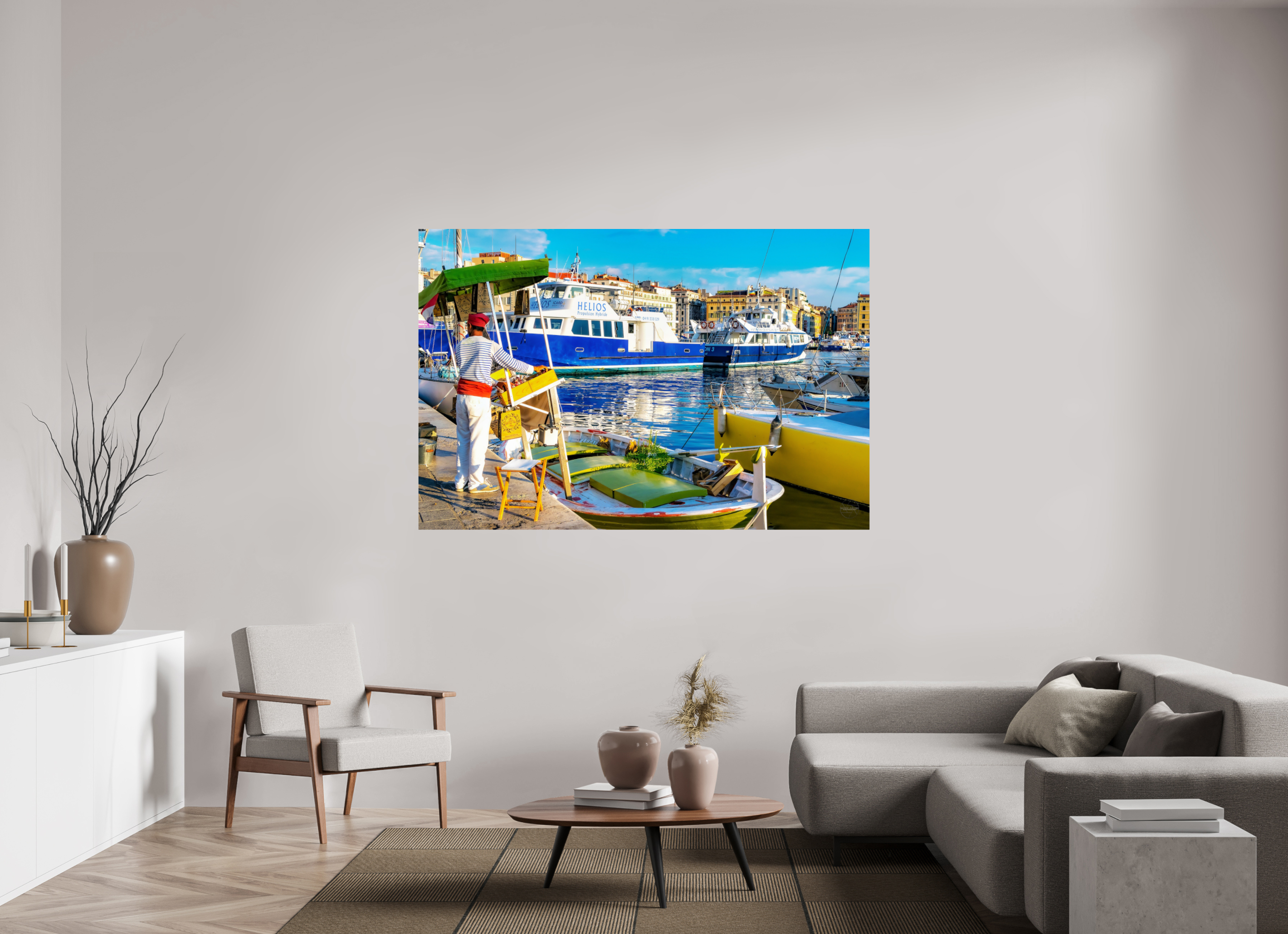180 x 120 cm, Tirage couleur brillant seul Le Marchand du Vieux-Port