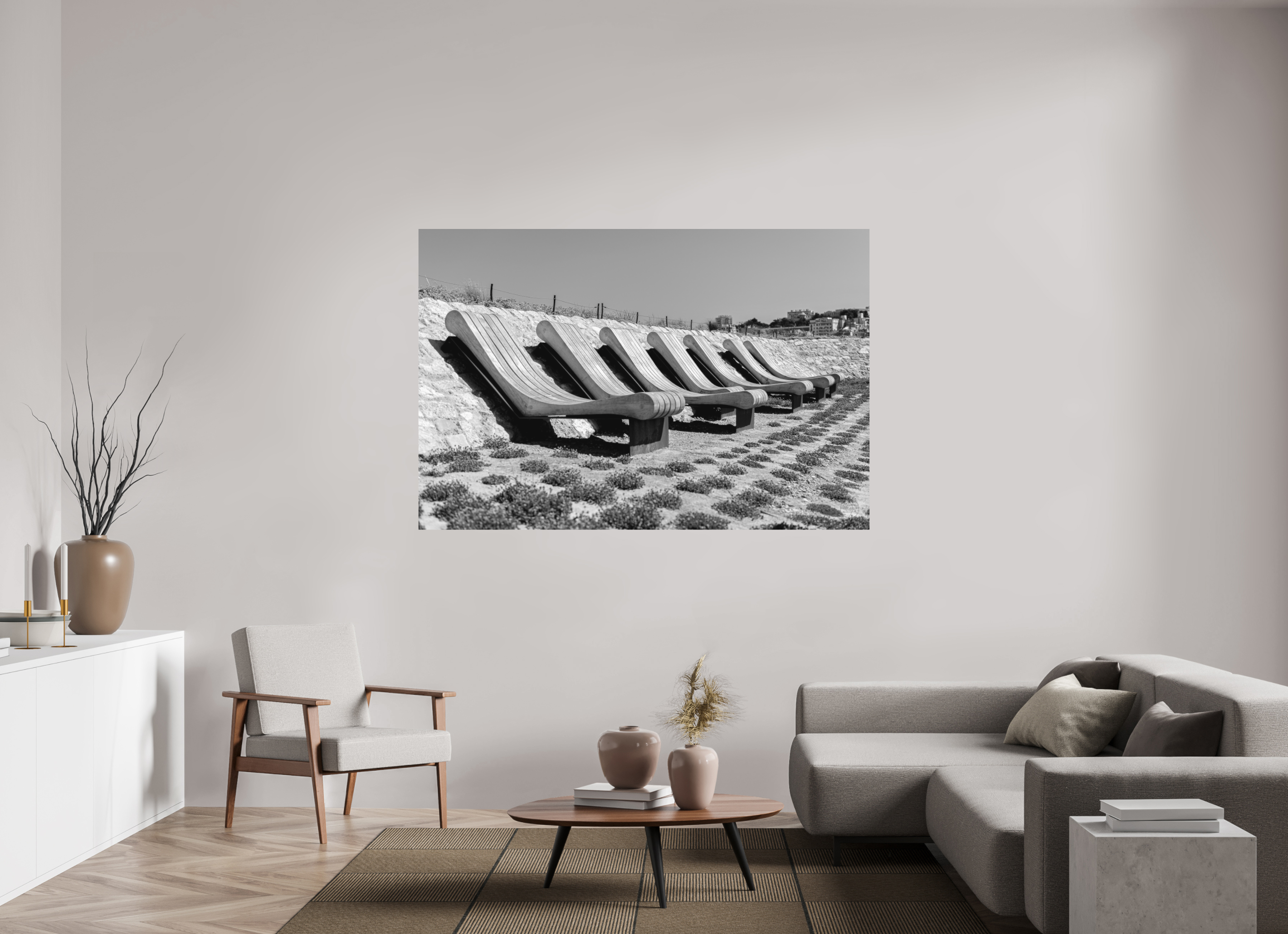 180 x 120 cm, Tirage N&B mat seul Les Veilleurs du Littoral