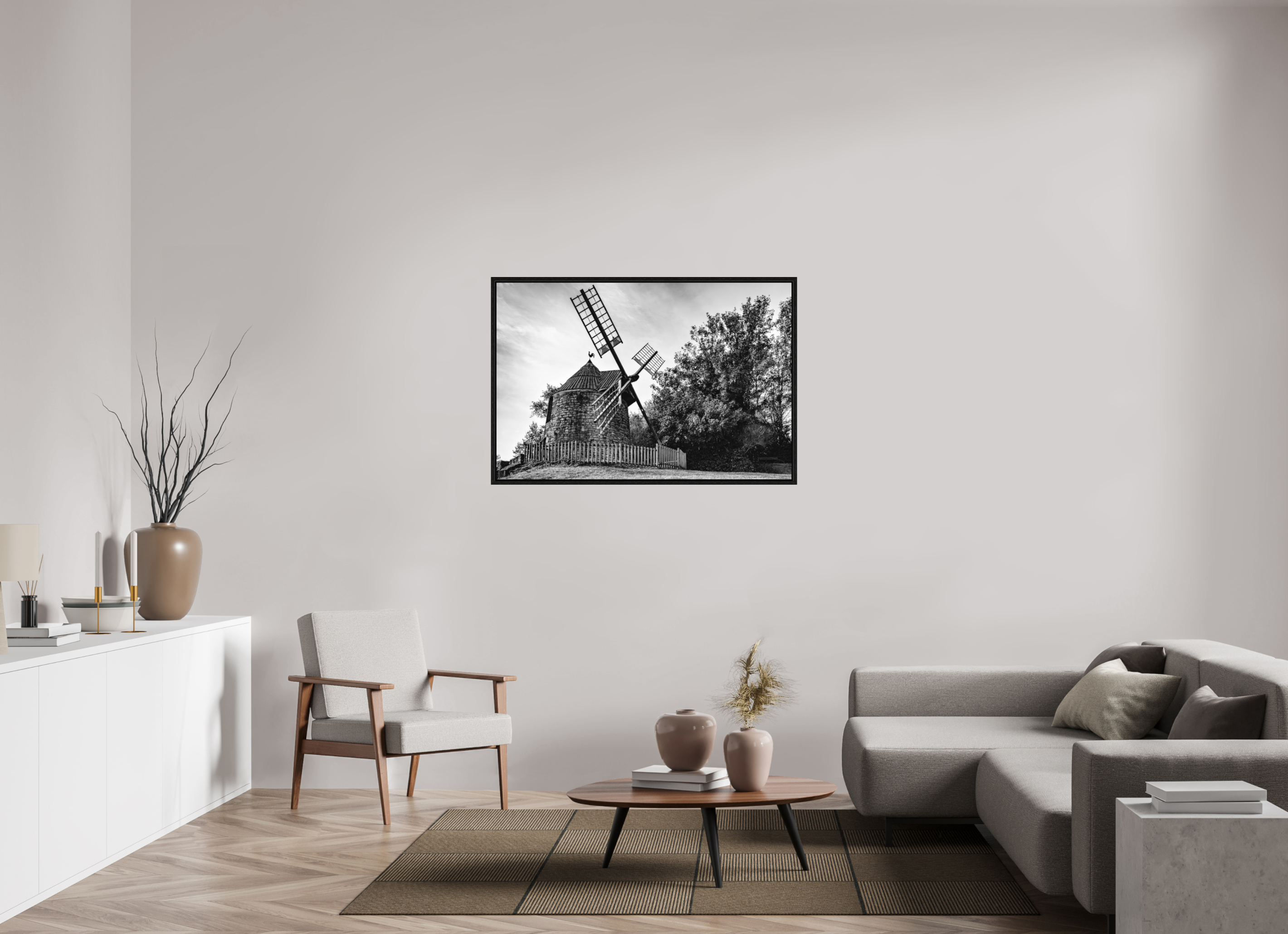 120 x 80 cm, Tirage N&B dans Caisse américaine noire Œuvre murale - Souffle du Temps