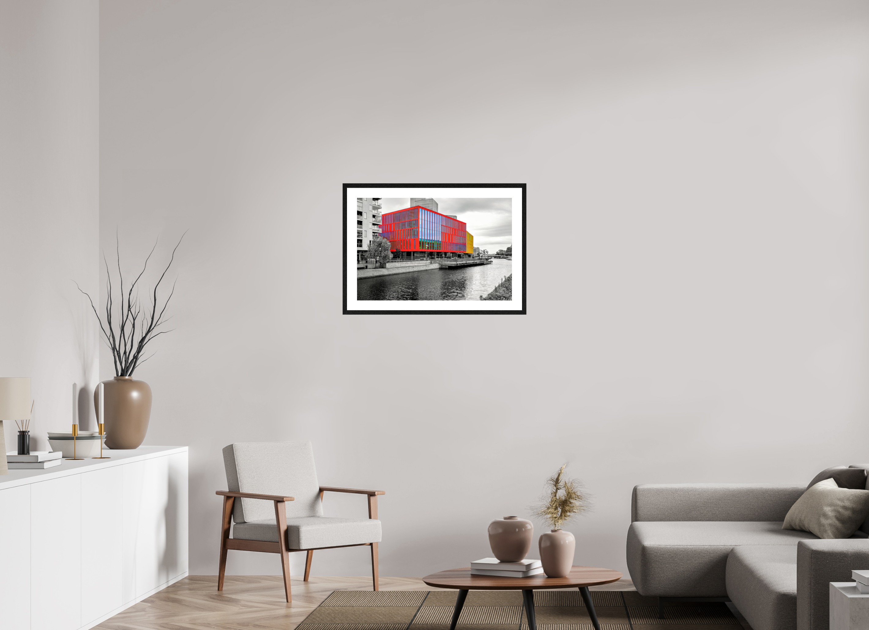 75 x 50 cm, Tirage couleur brillant + Cadre noir avec passe-partout Chromatisme Urbain | Poster Architecture Contemporaine Design