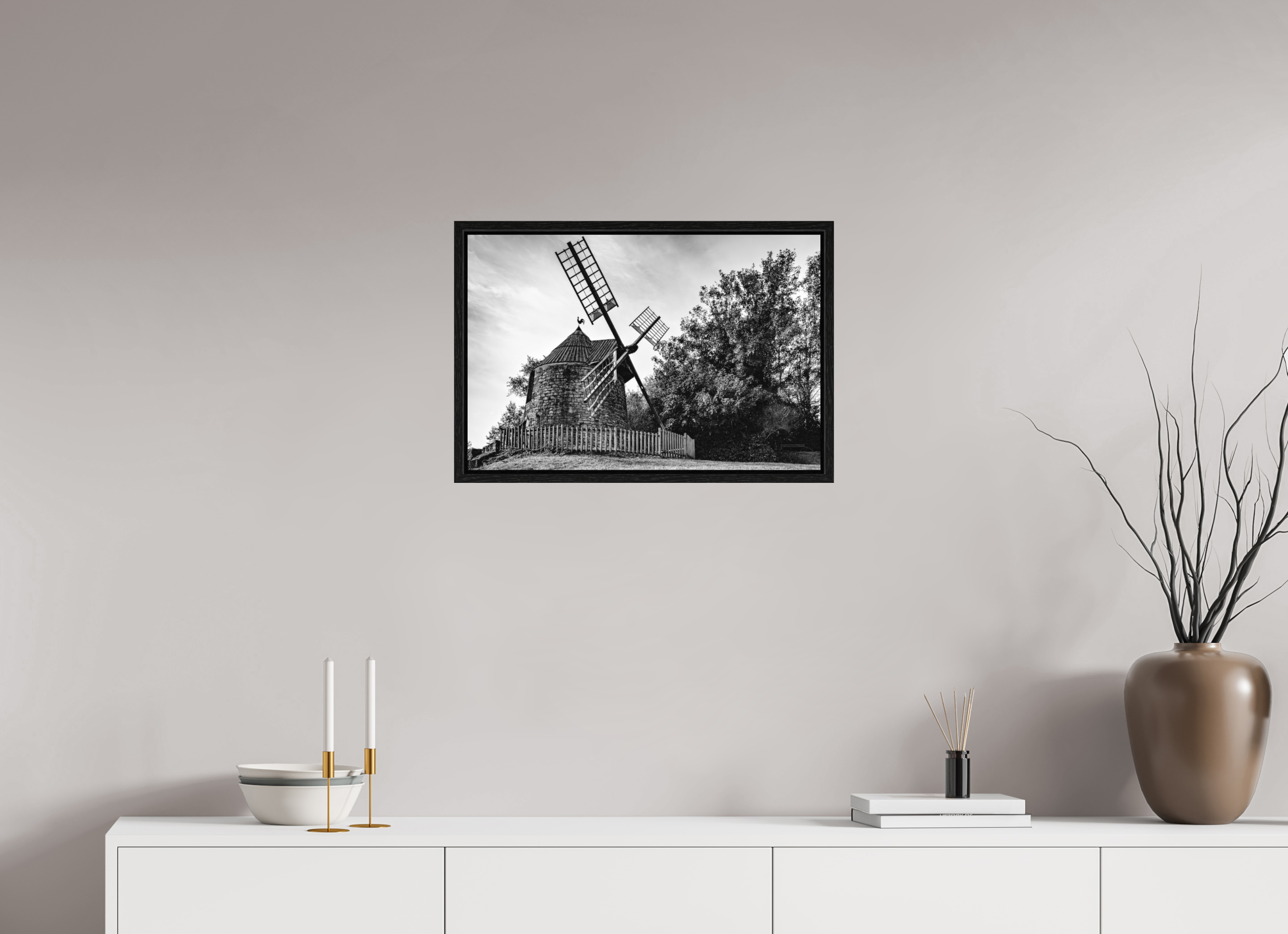 60 x 40 cm, Tirage N&B dans Caisse américaine noire Œuvre murale - Souffle du Temps