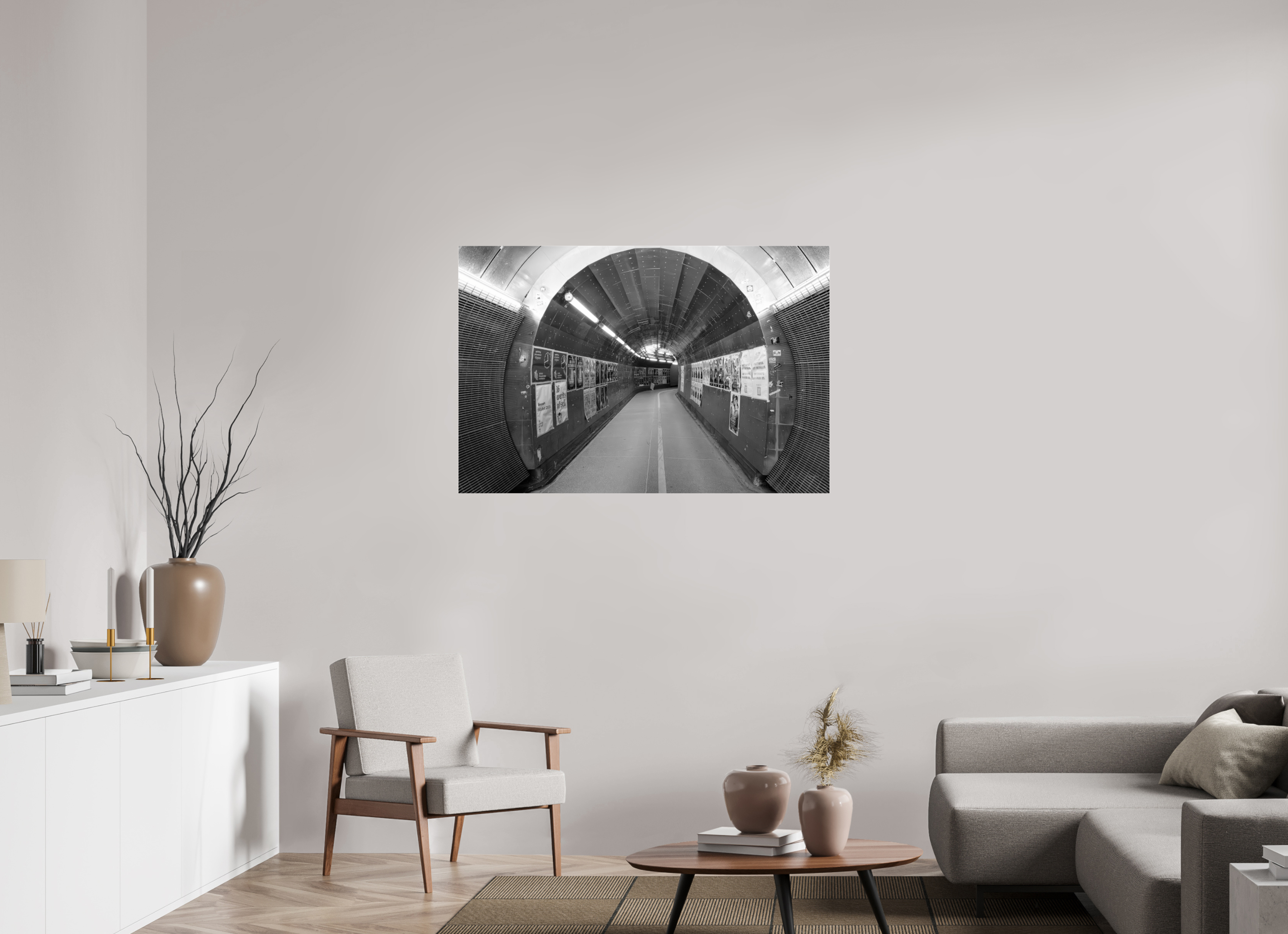 120 x 80 cm, Tirage N&B sous Plexi Poster premium – L’Écho du Passage