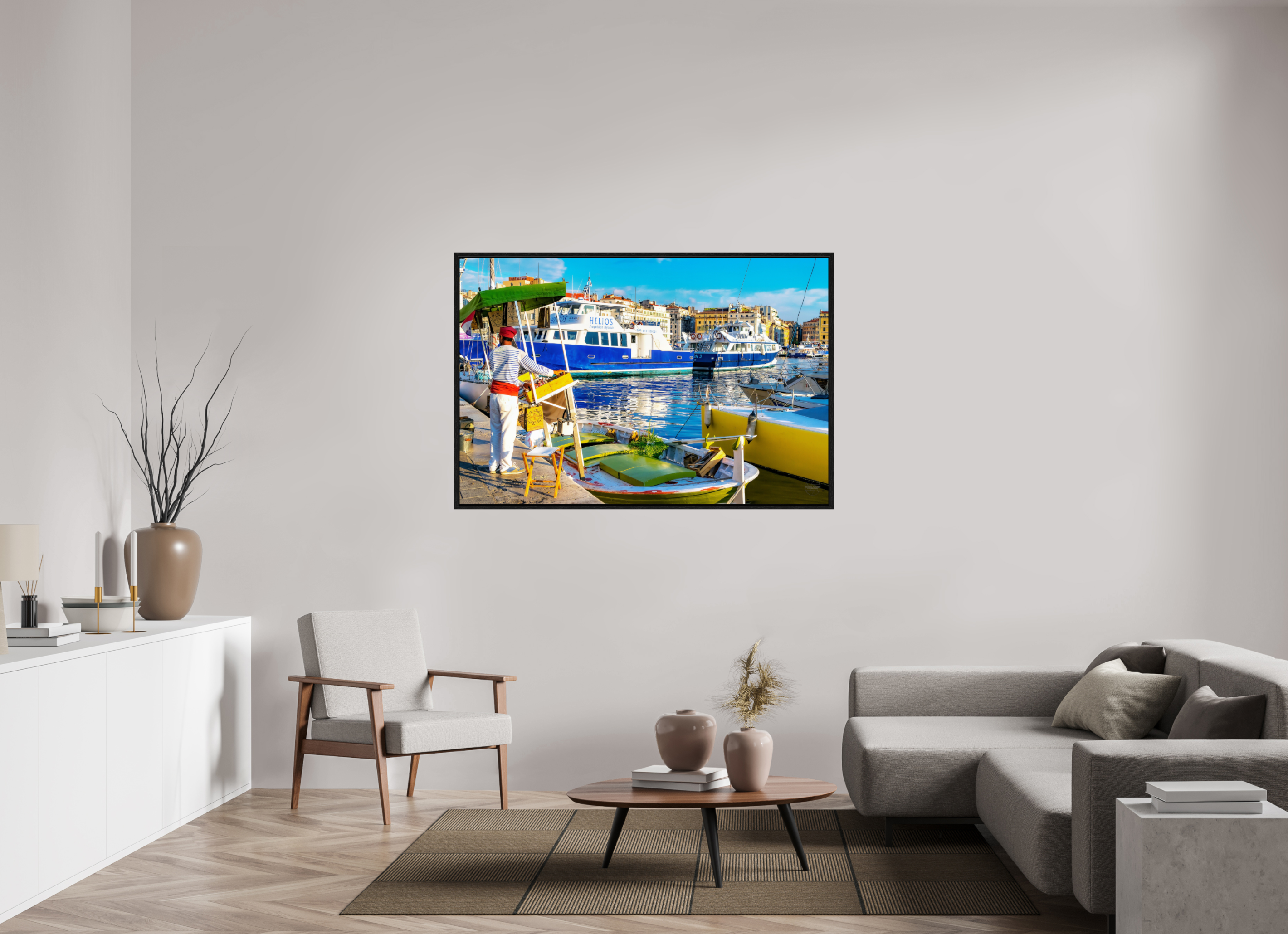 150 x 100 cm, Tirage couleur dans Caisse américaine noire Le Marchand du Vieux-Port