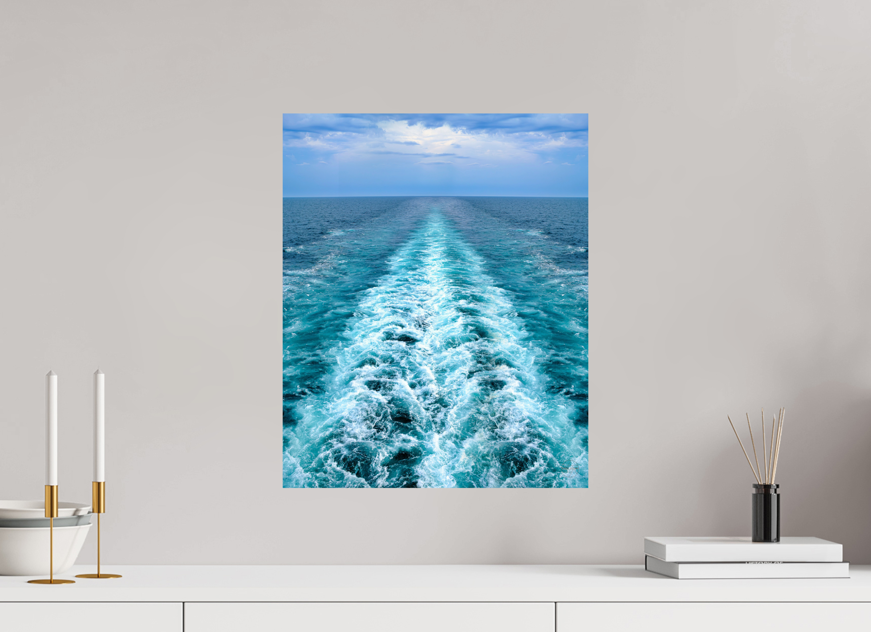 40 x 49 cm, Tirage couleur brillant seul Ligne d'Écume | Poster Océan Contemporain & Horizon Infini
