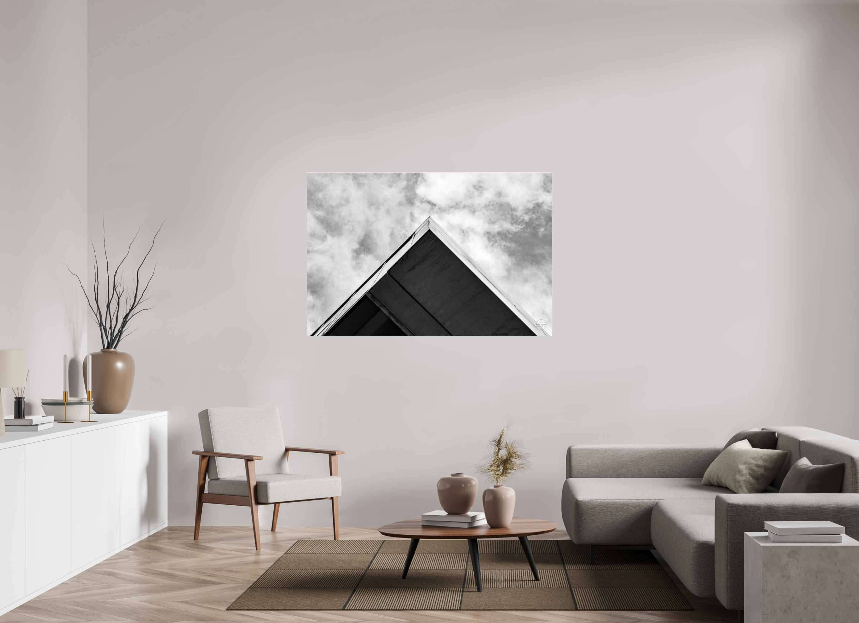 150 x 100 cm, Tirage N&B sous Plexi Pyramide - Décoration murale contemporaine
